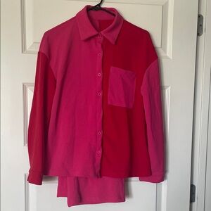 SET - Top & Pants (Two piece color block set)